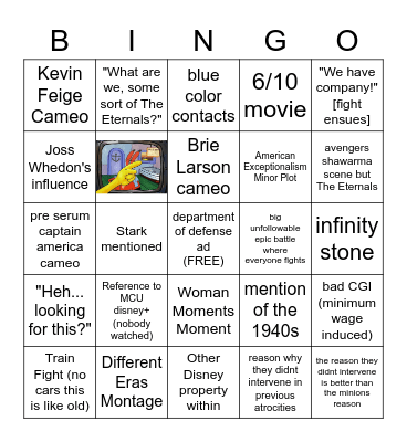 THE ETERNALS Bingo Card