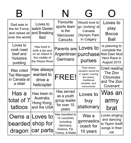 Who is Who - Staff Bingo Card