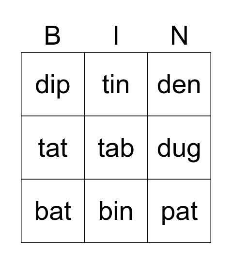 4th Grade Phonics Bingo Card