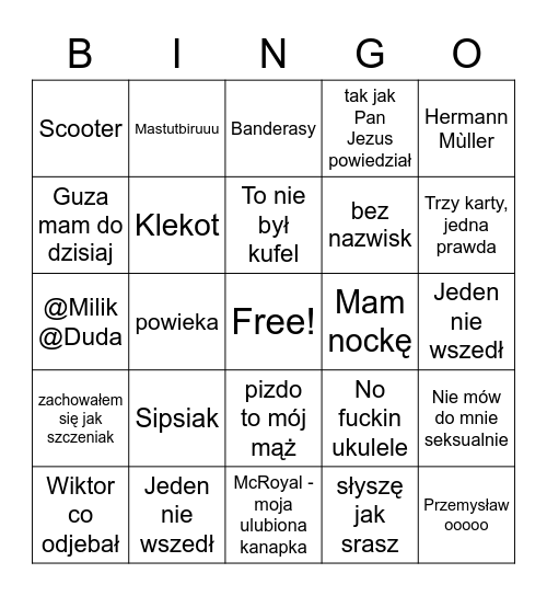 Bingo Adasia Bingo Card