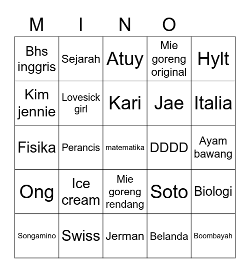 Untitled Bingo Card