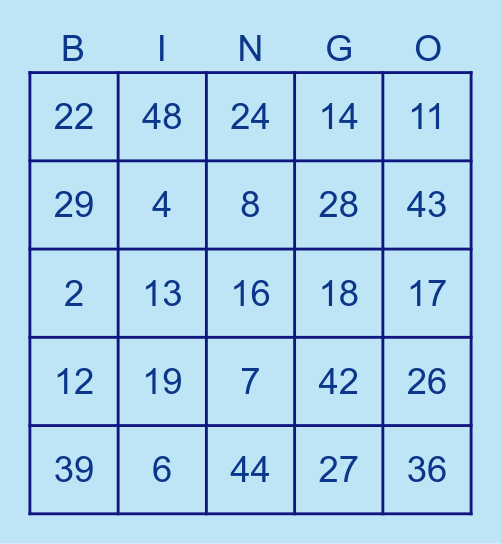 Bingo with Aurora Bingo Card