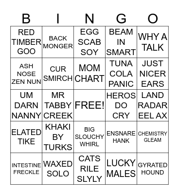 ANAGRAM BINGO! Bingo Card