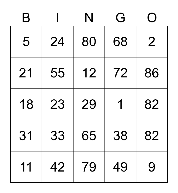 WHO WANTS TO BE A BINGO CHAMP Bingo Card