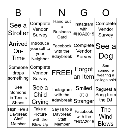 Daybreak Home & Garden Bingo Card