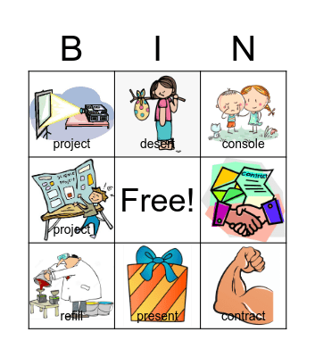 Word Stress Bingo Card