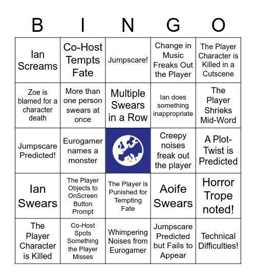 Eurogamer Hallowstream 2021 Bingo Card