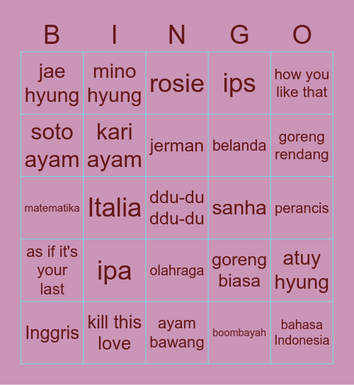 punya byyngccn 🍌 Bingo Card