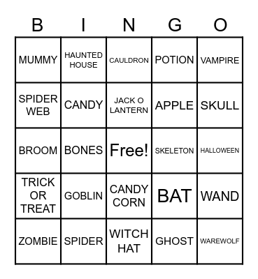 Halloween Bingo Card