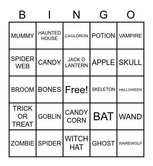 Halloween Bingo Card