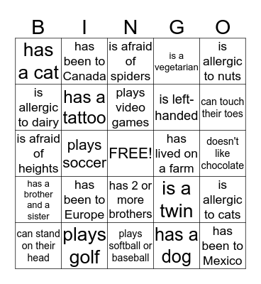 People Bingo Card