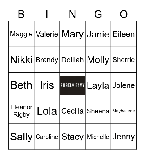 v37 Women's Names in Songs Bingo Card