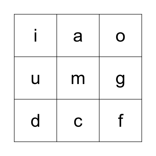 Letter Sounds Bingo Card