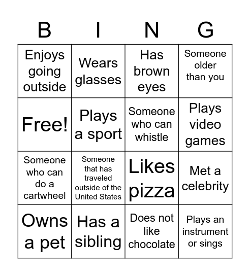 Human Bingo Card
