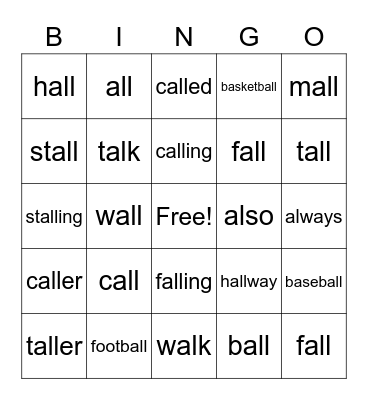 al Bingo Card