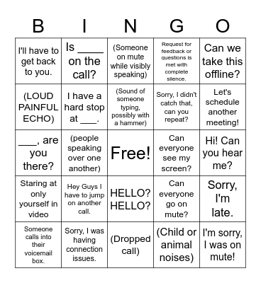 Teams Call BINGO Card