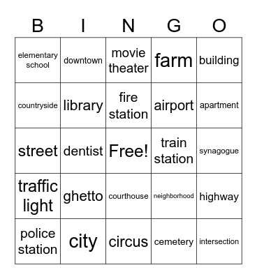 Alrededor de la ciudad #2 Bingo Card