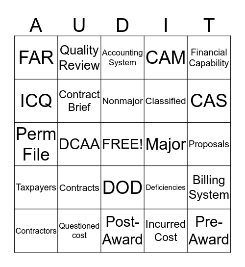 Audit Bingo Card