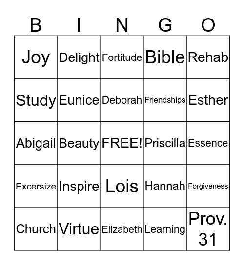 Women of Strength Bingo Card