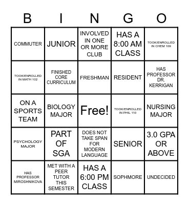 FIND YOUR STUDY BUDDY! Bingo Card
