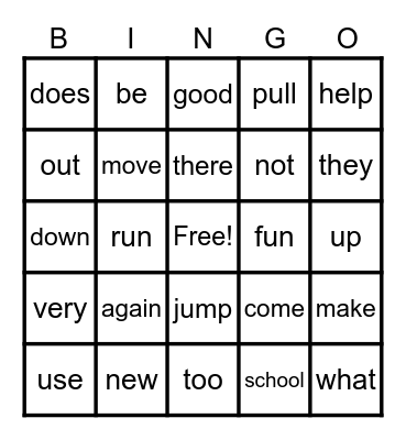 Community Helpers Bingo Card