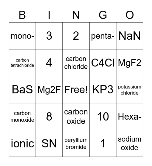 Bonding Bingo Card