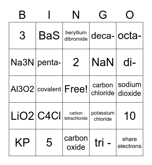 Bonding Bingo Card