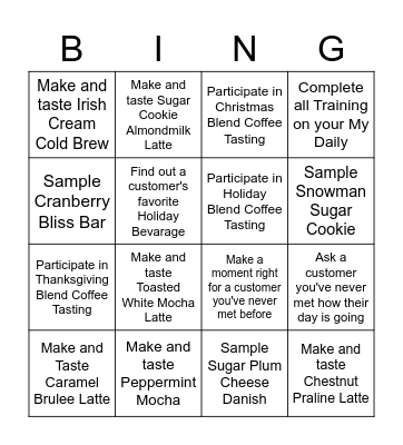 Holiday Launch Bingo Card