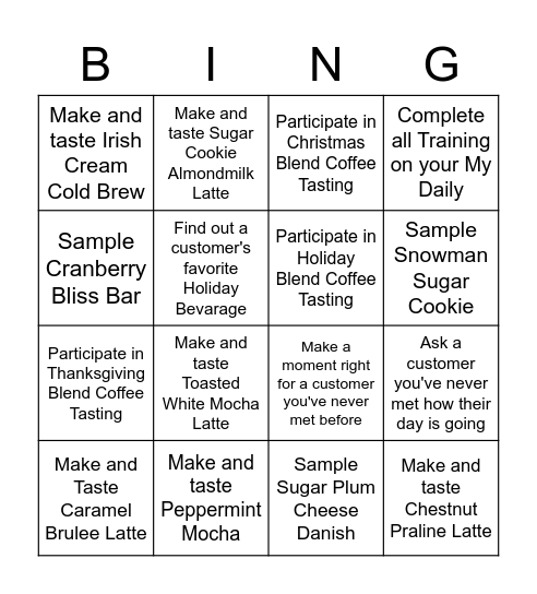 Holiday Launch Bingo Card
