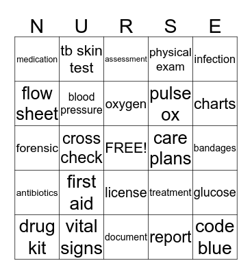 Nurse's Week Bingo Card