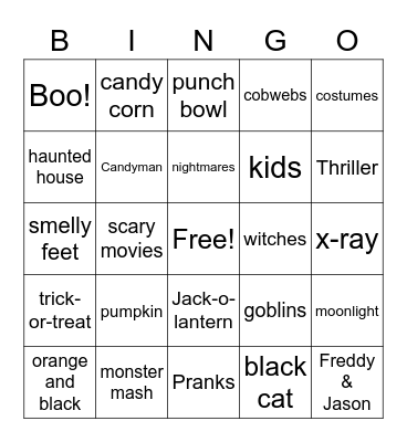 Halloween Bingo Card