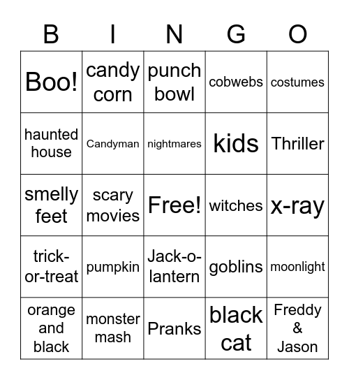 Halloween Bingo Card