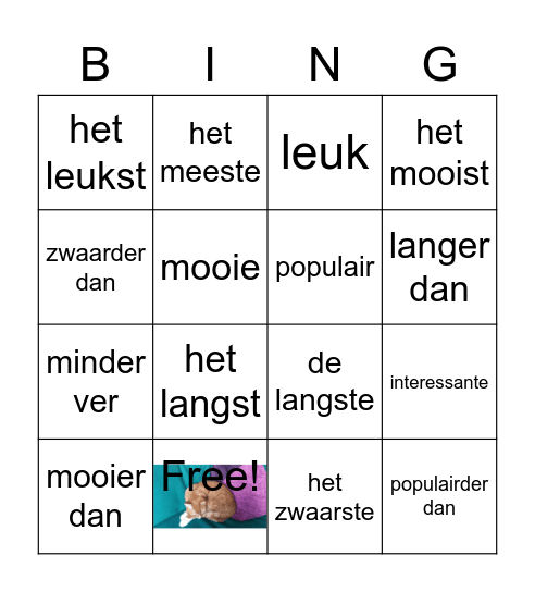 Dierenweetjes Bingo Card