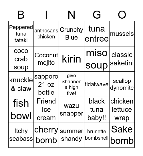 Baby Blue Bingo Card