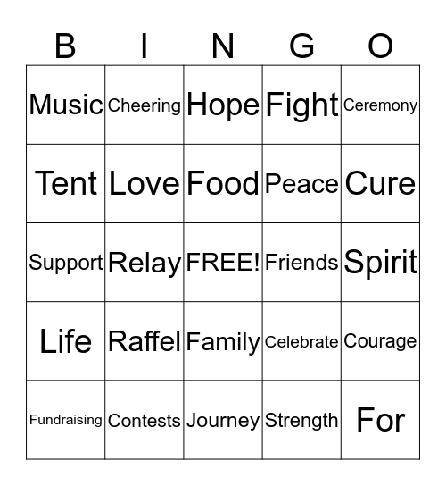 RELAY BINGO Card