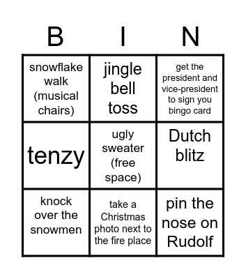 Christmas party bingo Card