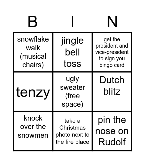 Christmas party bingo Card