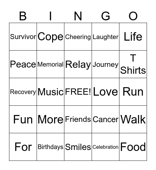 RELAY BINGO Card