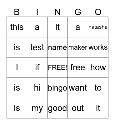 Untitled Bingo Card