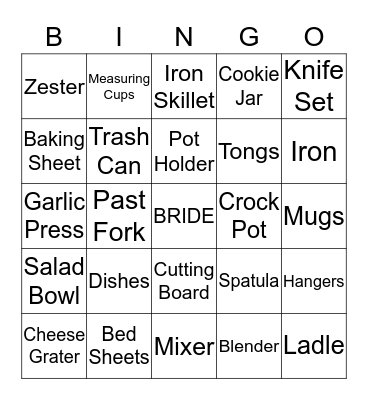 Bridal Bingo Card