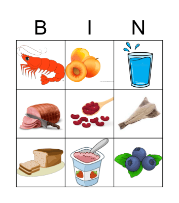 Food and Drinks Bingo Card