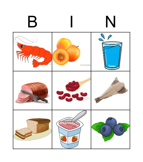 Food and Drinks Bingo Card