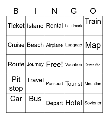 Travel the World BINGO Card