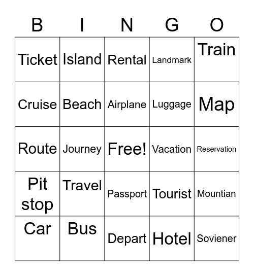 Travel the World BINGO Card