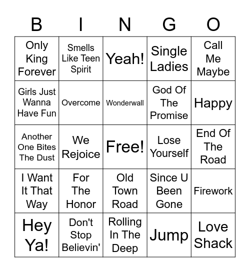 Music Bingo Card