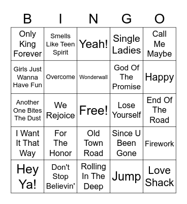 Music Bingo Card
