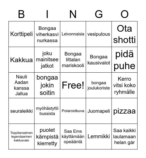 BINGO - 20A kämppäappro edition <3 Bingo Card