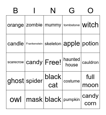 Halloween Bingo Card