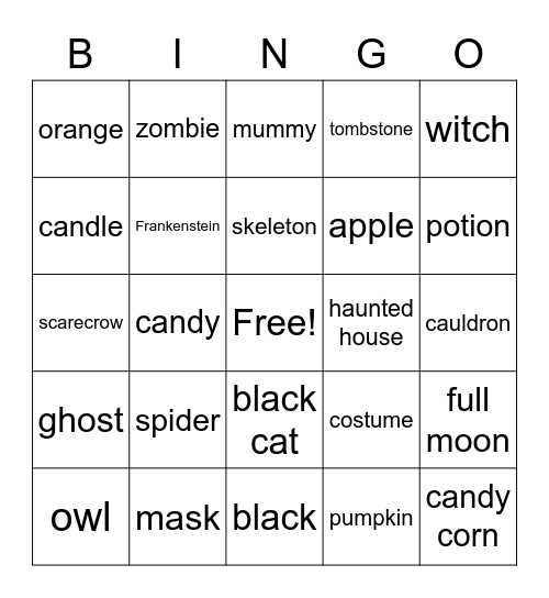 Halloween Bingo Card