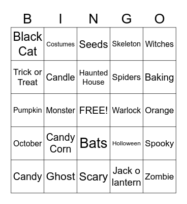 Holloween Bingo Card